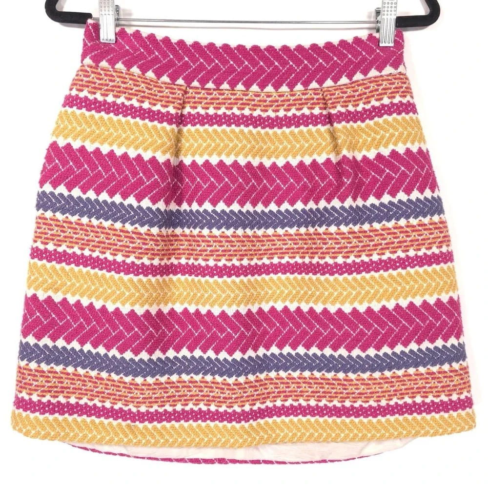 Anthropologie Nomad Morgan Carper Jacquard Mini Skirt MEDIUM Embroidered Pockets